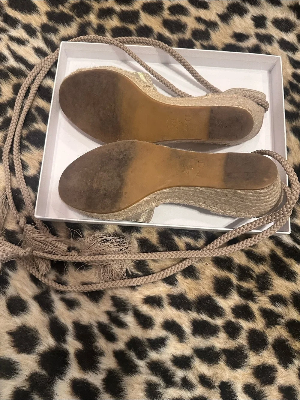 RECEIPT + BOX + DUST BAGS Christian Dior Granville Espadrille Lace-Up Wedges- 41